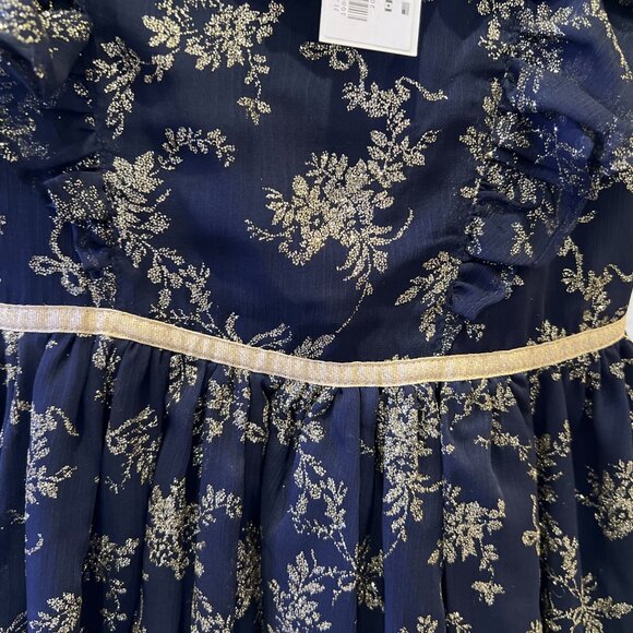 Janie and Jack Gold and Navy Blue Holiday Dress - NWT - Picture 5 of 7
